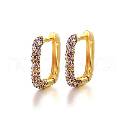 Rectangle S925 Sterling Silver Hoop Earrings AK6460-9-1