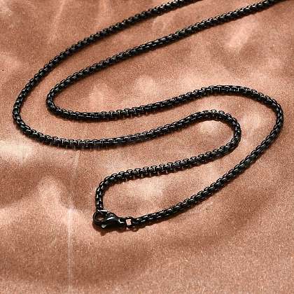 304 Stainless Steel Box Chain Necklaces NJEW-P244-01B-1