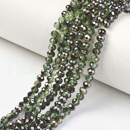 Electroplate Transparent Glass Beads Strands EGLA-A034-T6mm-P08-1