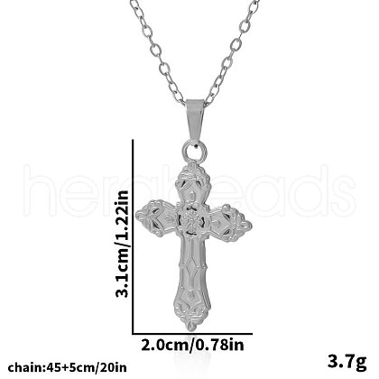 Stainless Steel Religion Cross Pendant Necklaces for Women RK5920-1-1