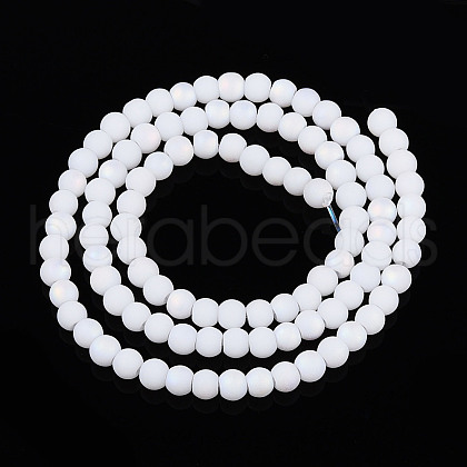 Frosted Opaque Glass Beads Strands GLAA-T032-P4mm-MBB02-1