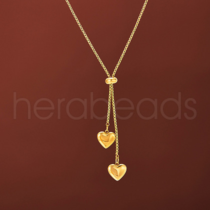 Heart Stainless Steel Tassel Lariat Necklaces for Women FS-WG9133A-01-1