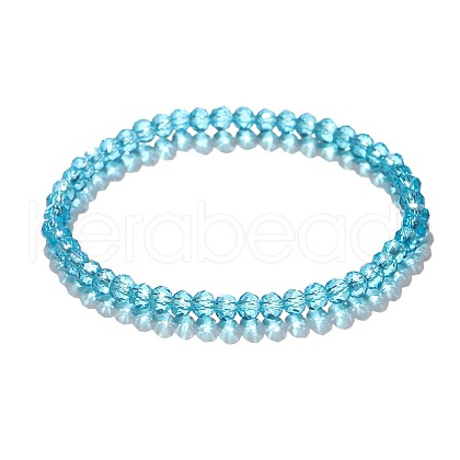 4mm Prism Faceted Rondelle Glass Beaded Stretch Bracelets for Women EH2213-9-1
