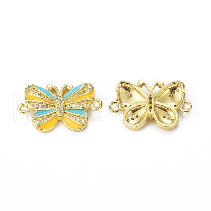 Brass Micro Pave Cubic Zirconia Connector Charms KK-E068-VB407-3-1