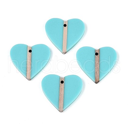 Opaque Resin & Wood Pendants RESI-T057-49A-1