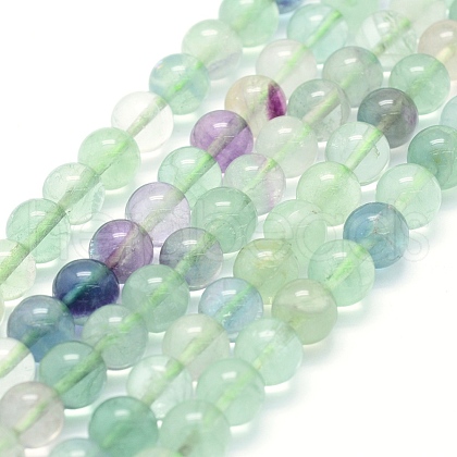 Natural Fluorite Beads Strands G-P335-19-8mm-1