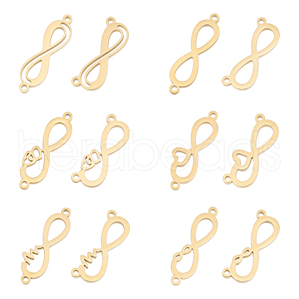 Unicraftale 12Pcs 12 Style 304 Stainless Steel Link Pendants STAS-UN0040-52-1