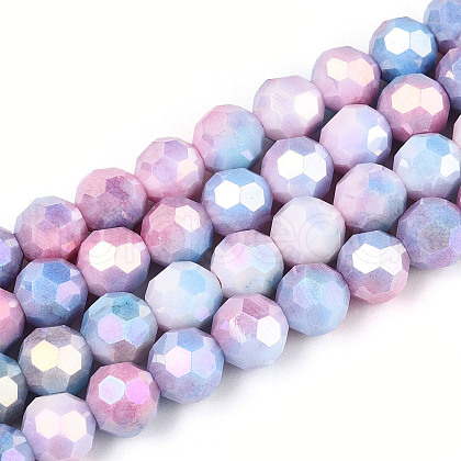 Electroplate Glass Beads Strands EGLA-T021-8mm-15-07-1