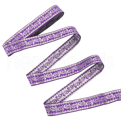 7.7 Yards Polyester Flower Embroidery Ribbon OCOR-WH0090-94-1