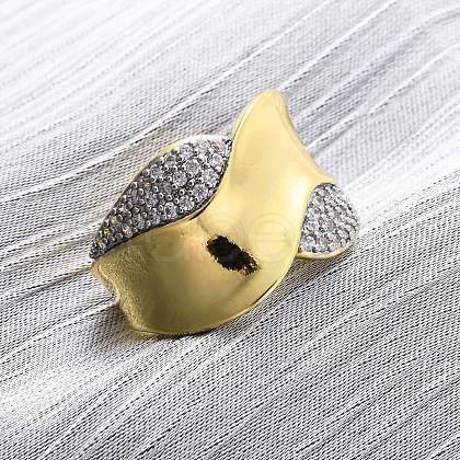 Brass Micro Pave Cubic Zirconia Adjustable Cuff Rings for Women RJEW-U053-08G-1