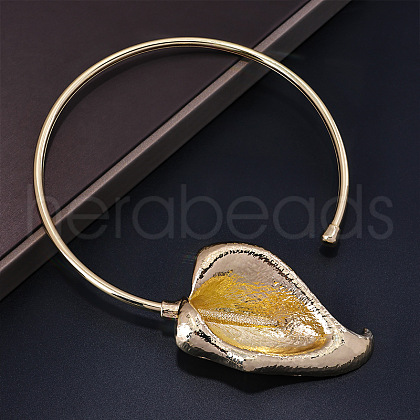 Brass Leaf Cuff Choker Necklaces for Women FS-WG47A02-01-1