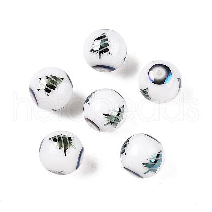 Christmas Opaque Glass Beads X-EGLA-R113-02E-1