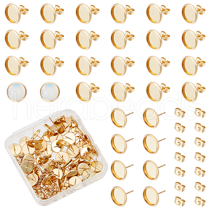 Unicraftale Flat Round 304 Stainless Steel Stud Earring Settings STAS-UN0060-74C-G-1