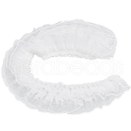 Gorgecraft 5 Yards Polyester Pleated Flower Lace Trim OCOR-GF0003-89A-1