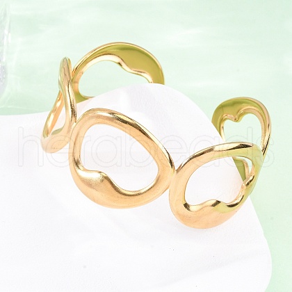 304 Stainless Steel Cuff Bangles for Women BJEW-D306-07G-1