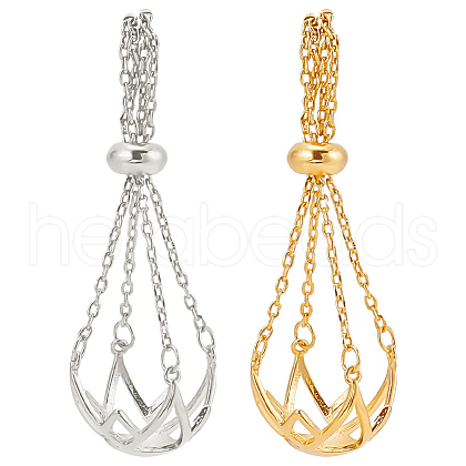 DELORIGIN 2Pcs 2 Colors Brass Pearl Cage Pendant Mounting KK-DR0001-01-1