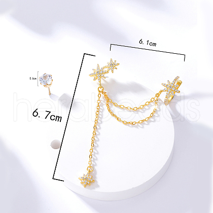 Exquisite and Stylish Zircon Flower Tassel Earrings Set for Women. FC0702-1