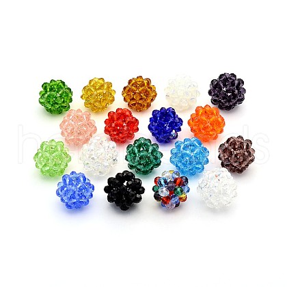 Transparent Glass Crystal Round Woven Beads GLAA-A034-6mm-A-1