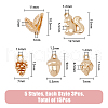 SUPERFINDINGS 15Pcs 5 Style Brass Charms KK-FH0006-46-2