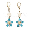 Brass Glass Seed Beads Flower Leverback Earrings EJEW-MZ00426-03-2