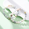 Natural Morganite Round Beaded Stretch Bracelets for Men Women BJEW-G743-01H-2