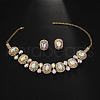 Oval Alloy Glass Pendant Necklaces & Stud Earrings Sets FS-WG19BF3-02-1