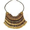 Tibetan Style Zinc Alloy Coin Tassel Chunky Bib Necklaces for Women FS-WGCC506-01-4