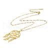 Woven Net/Web with Feather 304 Stainless Steel Boho Pendant Necklaces for Women NJEW-G087-04G-3
