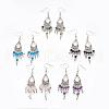 Tibetan Style Alloy Natural & Synthetic Mixed Stone Chandelier Earrings EJEW-JE01892-1