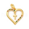 Brass Micro Pave Cubic Zirconia Pendants KK-U033-10G-02-1