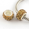 Polymer Clay Rhinestone European Large Hole Beads with Silver Color Plated Brass Cores FPDL-R002-13-1