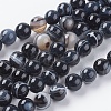 Round Dyed Natural Striped Agate/Banded Agate Beads Strands G-G582-8mm-07-3