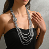 Elegant Fabric Flower Plastic Pearl Beaded Multi-Layered Necklaces for Women's Party NZ8051-1