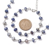 Rondelle Natural Blue Spot Jasper Links Bracelets & Necklaces Sets SJEW-JS01295-03-3