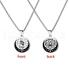 12 Constellation Stainless Steel Half Moon & Lotus Pendant Box Chain Necklaces PW-WGE44A0-12-1