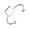 Non-Tarnish 304 Stainless Steel Open Cuff Ring Components STAS-I306-03P-1