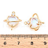 Brass Pave Clear AB Glass Cubic Zirconia Heart Planet with Star Connector Charms KK-N267-04P-3
