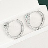 Brass Green Cubic Zirconia Hoop Earrings EJEW-Q016-12P-1
