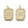 Brass Micro Pave Clear Cubic Zirconia Pendants KK-S356-234M-G-NF-1