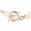 Mother's Day Jewellery Natural Pearl Beaded Bracelet with Brass Paperclip Chains for Women BJEW-JB07920-01-5