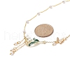 Alloy Enamel Flower & Brass Butterfly Pendant Necklace NJEW-JN04267-5