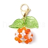 Flower Acrylic & Glass Pearl Pendant Decorations HJEW-MZ00219-05-2