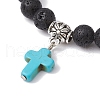 Natural Lava Rock Round Beaded Stretch Bracelet BJEW-JB09744-01-3
