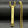 304 Stainless Steel Ball Chain Rectangle Pendant Necklaces NJEW-K273-05G-1