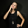 Rhombus Alloy Pendant Black Waxed Cord Necklaces for Women FS-WG0E821-01-2