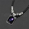 Alloy & Glass & Imitation Leather Cord Pendant Necklaces WGFA685-04-1