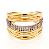 Brass Micro Pave Clear Cubic Zirconia Cuff Rings for Women KK-T074-09G-2