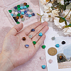 48Pcs 6 Styles Natural Rose Quartz & Blue Spot Jasper & Amethyst & Tiger Eye & Fluorite & Malaysia Jade Heart Charms with Platinum Tone Brass Loops PALLOY-DC00014-3