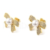 Bowknot Brass Micro Pave Clear Cubic Zirconia Stud Earrings EJEW-A040-08G-1