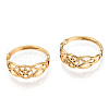 Ion Plating(IP) 304 Stainless Steel Hollow Out Pentagram Adjustable Ring for Women RJEW-T027-12G-2